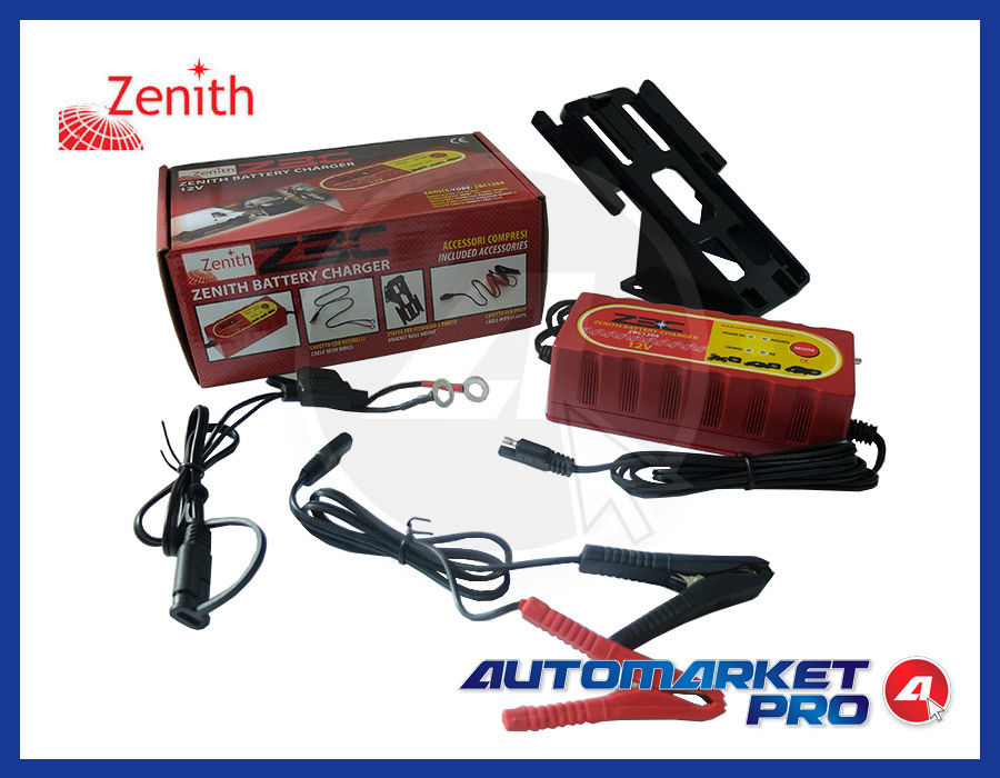 CARICA BATTERIE 12 VOLT 4 AMPERE AUTOMATICO MANTENITORE ZENITH AUTO MOTO FURGONI