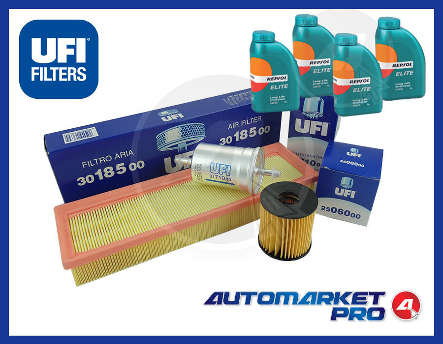 KIT TAGLIANDO 4 FILTRI UFI FILTERS CITROEN C3 1.1 1.4 DA 2004 + OLIO REPSOL 5W30