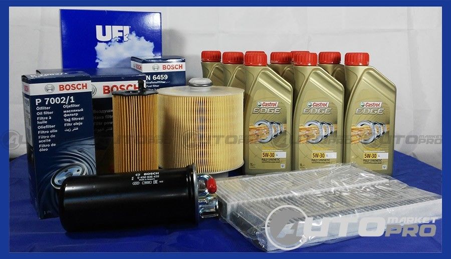 KIT 5 FILTRI TAGLIANDO SERVICE BOSCH AUDI A6 3.0 TDI + OLIO MOTORE CASTROL EDGE