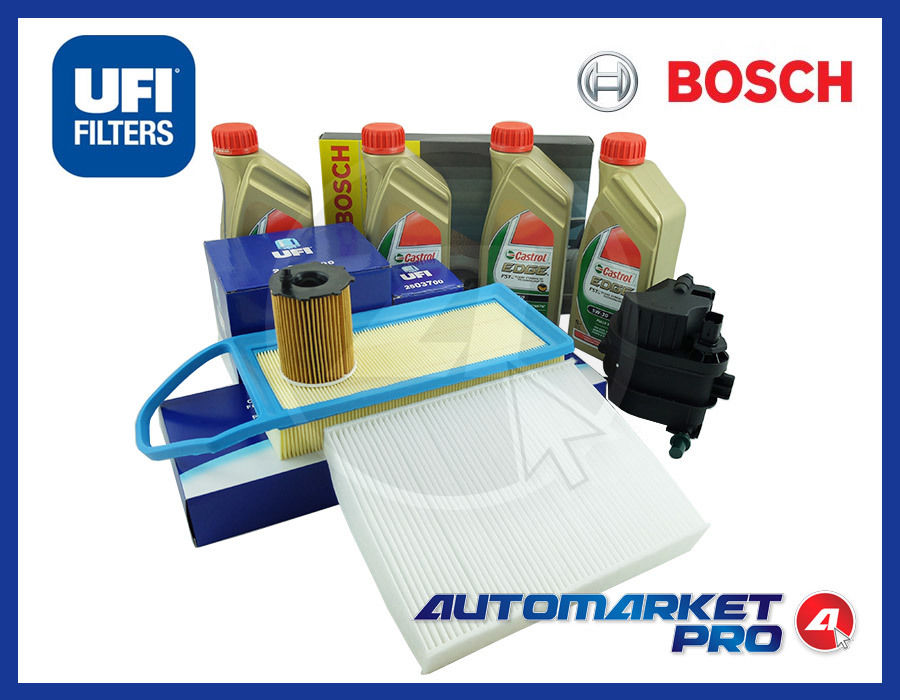 KIT FILTRI TAGLIANDO + OLIO BOSCH UFI FORD FIESTA VI TDCi 1.4 1400CC 50KW 68CV