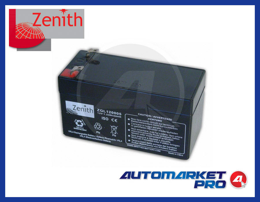 BATTERIA SIGILLATA AGM ZENITH ZGL 12V 1.20Ah PRESTAZIONI ELEVATE NAUTICA CAMPER