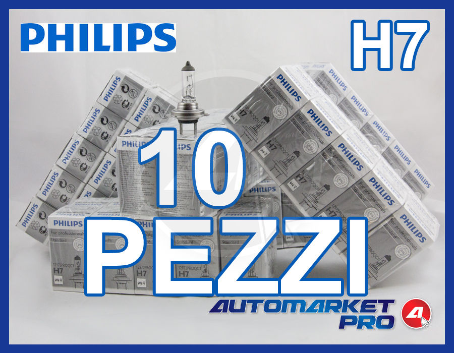 10 PEZZI LAMPADINE PHILIPS H7 12 V 55 W ANABAGLIANTE FARI AUTO MOTO LAMPADA