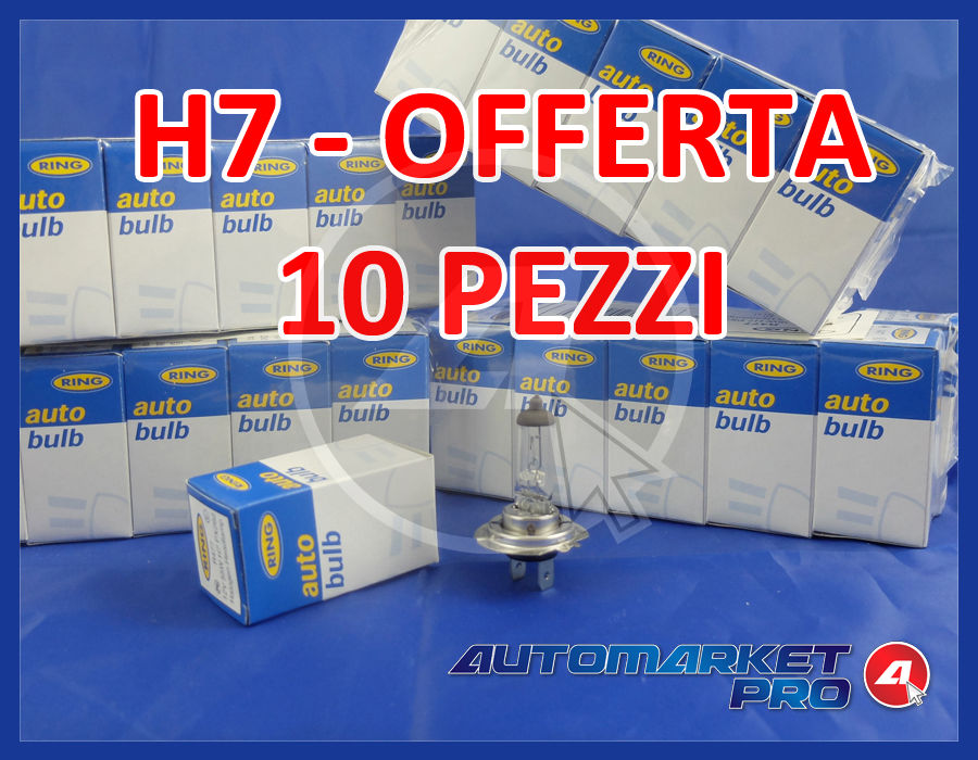 OFFERTA LAMPADE H7 10 PEZZI RING R477 COMPATBILE OSRAM 64210 PHILIPS 12972PROQC1