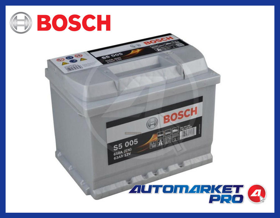 BATTERIA PER AUTO BOSCH S5 63 AH AMPERE 610 EN 12 VOLT  AVVIAMENTO A FREDDO