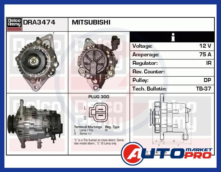 ALTERNATORE DELCO REMY PER MITSUBISHI PAJERO L200 L400 2.5 TD